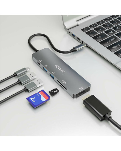 USB Hub Aisens ASUC-6P016-GR Grey Multicolour