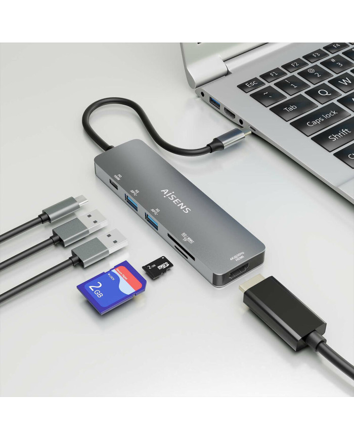 USB Hub Aisens ASUC-6P016-GR Grey Multicolour