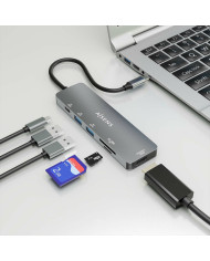 USB Hub Aisens ASUC-6P016-GR Grey Multicolour