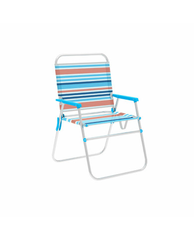Marbueno Folding Chair Aluminum Orange and Blue Stripes Beach Pool 52X56X80 cm 10462