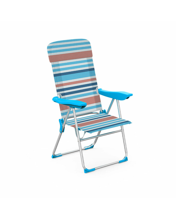 Marbueno Folding Chair 5 Positions Aluminum with Cushion Orange Blue Stripes 69X58X110 cm