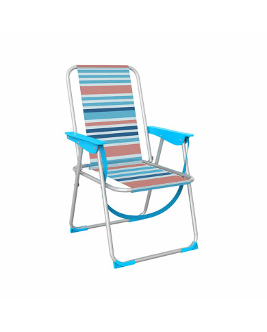 Marbueno Folding Chair Aluminum Orange and Blue Stripes Beach Pool 53X56X78 cm 103461