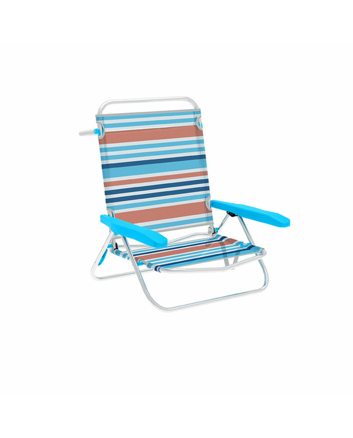 Marbueno Folding Chair 5 Positions Aluminum Orange Blue Stripes Beach Pool 63X76X78 cm