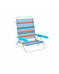 Marbueno Folding Chair 5 Positions Aluminum Orange Blue Stripes Beach Pool 63X76X78 cm