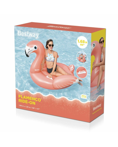 Bestway Inflatable Flamingo with Handles 168x120 cm +3 Years Beach Pool 41526