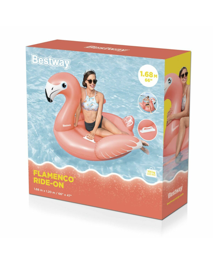 Bestway Inflatable Flamingo with Handles 168x120 cm +3 Years Beach Pool 41526