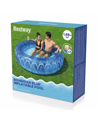 Bestway Inflatable Pool Extra Strong Blue Bohemian 168x53 cm +6 Years Garden 54479