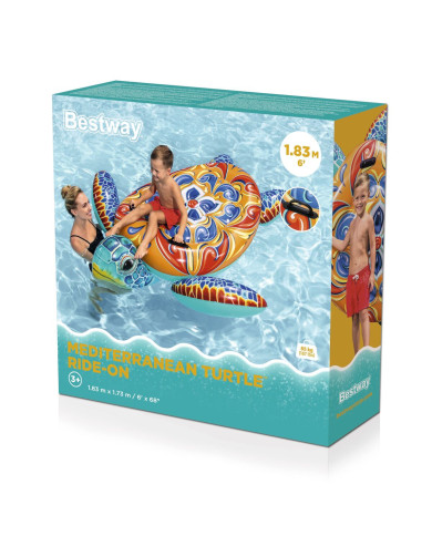 Bestway Inflatable Turtle 183x173 cm with Handles +3 Years Beach Pool 41523