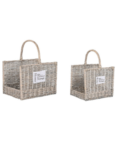 Log Stand Home ESPRIT Natural wicker 47 x 35 x 54 cm (2)