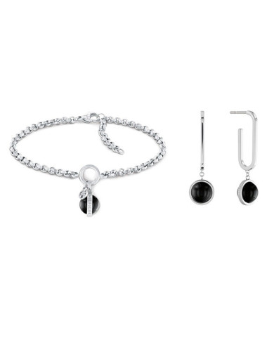 Bracelet and Earrings Set Tommy Hilfiger 2770171 Black Silver
