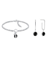 Bracelet and Earrings Set Tommy Hilfiger 2770171 Black Silver