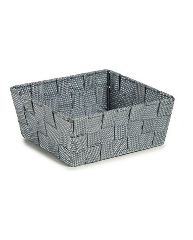 Basket Kipit Grey Polyester Cloth Braiding 18 x 8 x 21 cm 21 x 8 x 18 cm