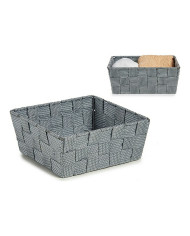 Basket Kipit Grey Polyester Cloth Braiding 18 x 8 x 21 cm 21 x 8 x 18 cm