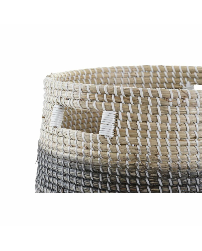 Basket set DKD Home Decor Grey Natural Seagrass (3 Pieces)