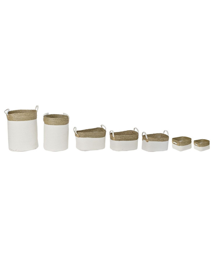 Basket set DKD Home Decor White Brown Natural Fibre 41 x 41 x 52,5 cm