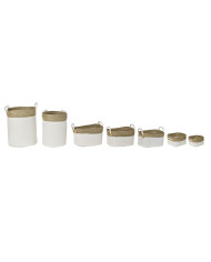 Basket set DKD Home Decor White Brown Natural Fibre 41 x 41 x 52,5 cm