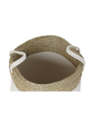 Basket set DKD Home Decor White Brown Natural Fibre 41 x 41 x 52,5 cm