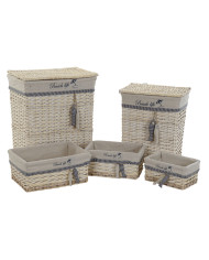 Basket set DKD Home Decor Blue Beige Aluminium Spirals Mediterranean 5 Pieces