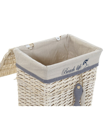 Basket set DKD Home Decor Blue Beige Aluminium Spirals Mediterranean 5 Pieces