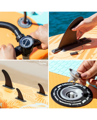 2-in-1 Inflatable Paddle Surf Board with Seat and Accessories Siros InnovaGoods Orange 10'5" 320 cm (Refurbished A)