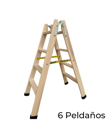 6-step folding ladder Plabell Wood 164 x 31/55 cm