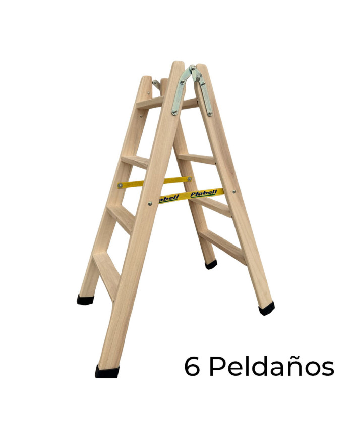 6-step folding ladder Plabell Wood 164 x 31/55 cm