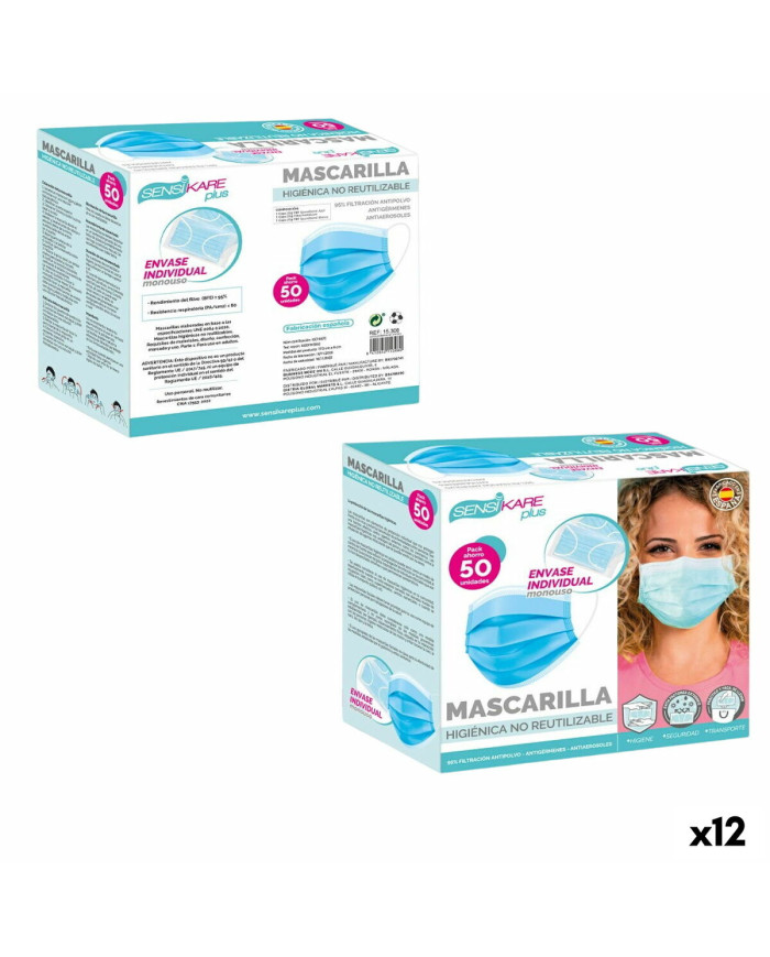 Box of hygienic masks SensiKare 50 Pieces (12 Units)