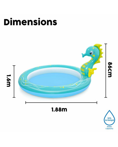 Inflatable Paddling Pool for Children Bestway Sea Horse 188 x 160 x 86 cm