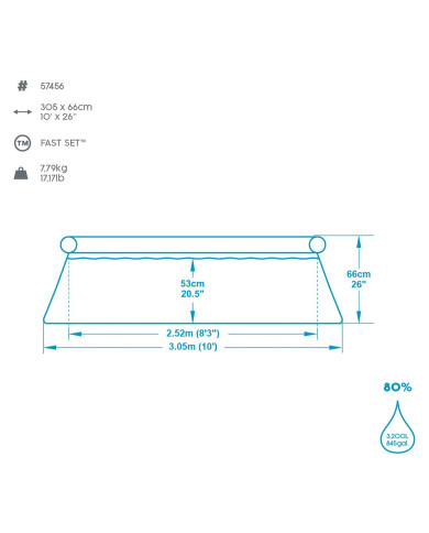 Inflatable pool Bestway Blue 3200 L 305 x 66 cm
