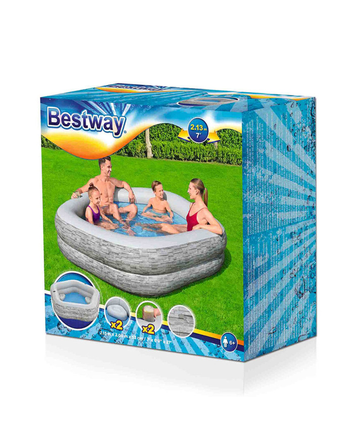 Inflatable pool Bestway Grey 213 x 206 x 53 cm