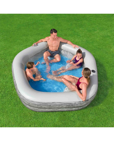 Inflatable pool Bestway Grey 213 x 206 x 53 cm
