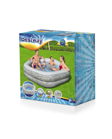 Inflatable pool Bestway Grey 213 x 206 x 53 cm