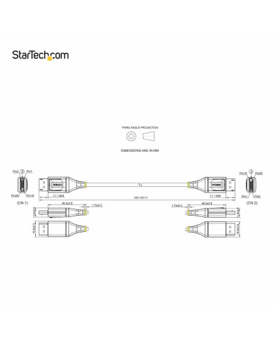 USB Cable Startech DP14VMM1F Black 30 cm