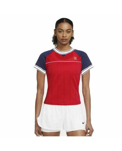 Women’s Short Sleeve T-Shirt Nike Tennis Blue Red