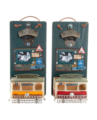 Bottle opener DKD Home Decor Self Serve Wood Metal (2 pcs) (26 x 12 x 9 cm)