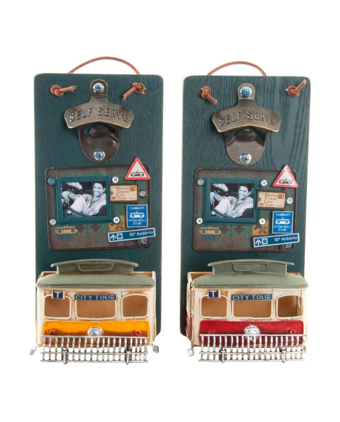 Bottle opener DKD Home Decor Self Serve Wood Metal (2 pcs) (26 x 12 x 9 cm)