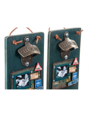 Bottle opener DKD Home Decor Self Serve Wood Metal (2 pcs) (26 x 12 x 9 cm)