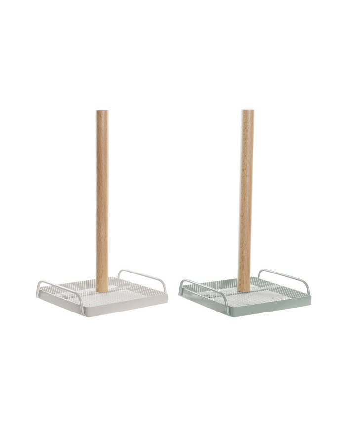 Kitchen Paper holder DKD Home Decor Beige Metal Mint Pinewood (16 x 15 x 29,5 cm) (2 Units)