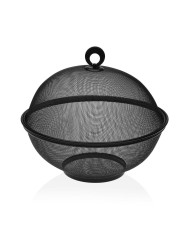 Fruit Bowl Versa Black Metal Steel 28 x 28 x 28 cm With lid