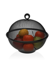 Fruit Bowl Versa Black Metal Steel 28 x 28 x 28 cm With lid