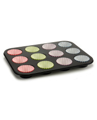 Muffin Tray Kinvara Blue Black Red Green Purple Multicolour 7 x 7 x 3 cm 35 x 3 x 26,5 cm Baking tray (12 Units)