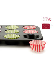 Muffin Tray Kinvara Blue Black Red Green Purple Multicolour 7 x 7 x 3 cm 35 x 3 x 26,5 cm Baking tray (12 Units)