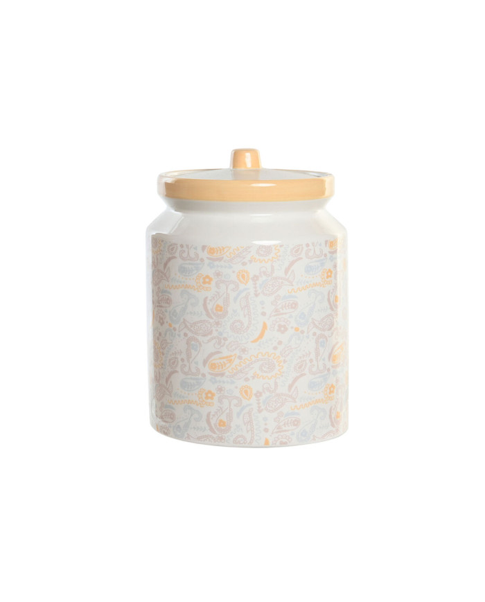 Tin DKD Home Decor 15 x 15 x 21 cm White Yellow Dolomite Shabby Chic