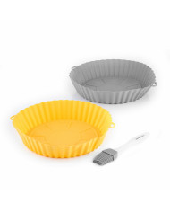 Silicone Baskets with Brush for Air Fryers Mollicon InnovaGoods 2 Units