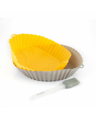 Silicone Baskets with Brush for Air Fryers Mollicon InnovaGoods 2 Units