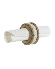 Napkin ring DKD Home Decor Natural Jute Resin Aluminium 6 x 3 x 6 cm 4 Pieces