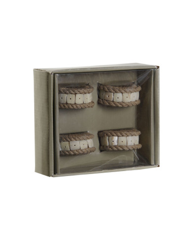 Napkin ring DKD Home Decor Natural Jute Resin Aluminium 6 x 3 x 6 cm 4 Pieces