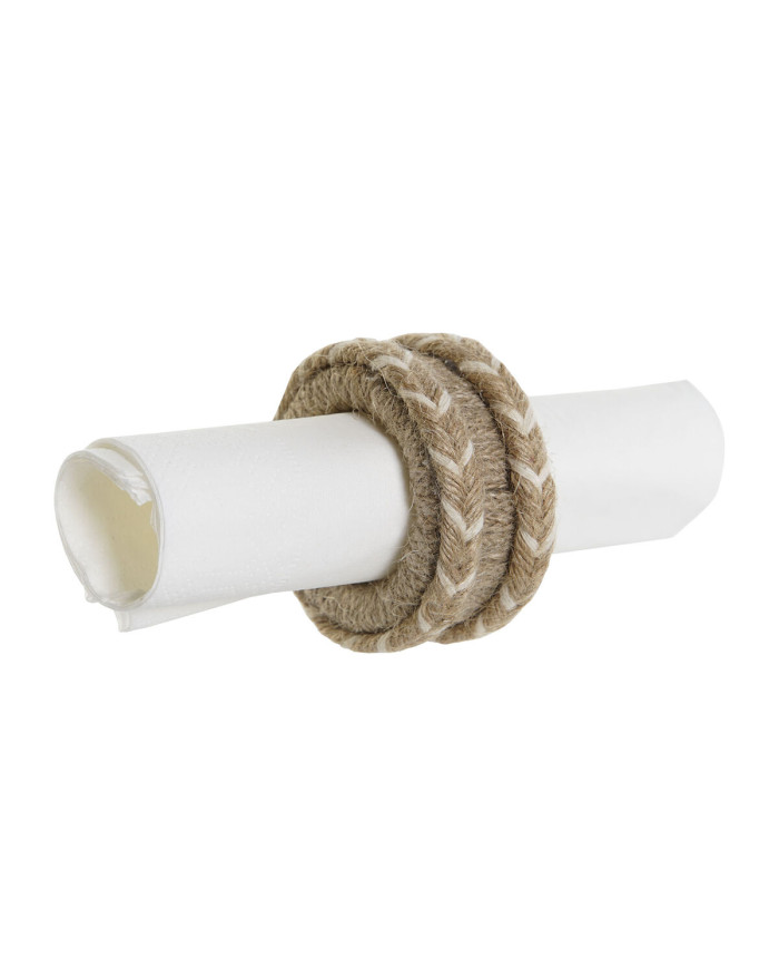 Napkin ring DKD Home Decor Natural Jute Mango wood 6 x 3 x 6 cm 4 Pieces