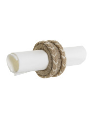 Napkin ring DKD Home Decor Natural Jute Mango wood 6 x 3 x 6 cm 4 Pieces