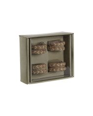Napkin ring DKD Home Decor Natural Jute Mango wood 6 x 3 x 6 cm 4 Pieces